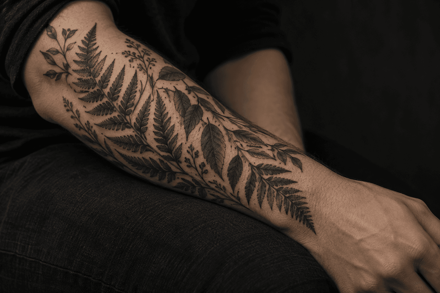 Referencia de tatuaje botánico creada con IA